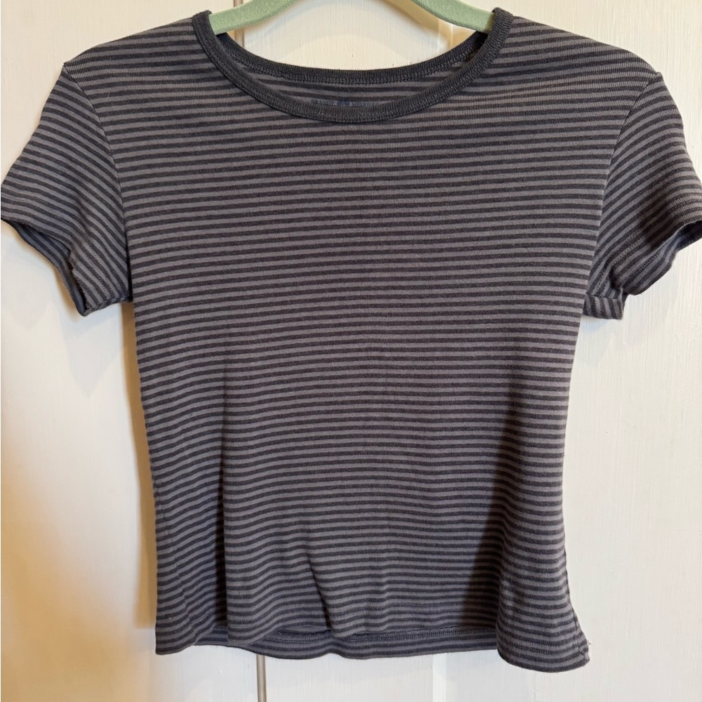 Brandy Melville Charcoal Striped Tee